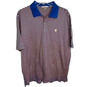 Peter Millar Men's Large Cotton Short Sleeve Golf Polo Shirt Blue Yellow